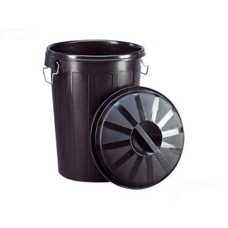 Cubo de basura bin de 100 litros, color negro, 68,2 x 63,8 x 53,4 cm,  recipiente para almacenar basura grande para hogar o indus