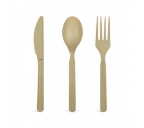 CUCHARA POSTRE COMPOSTABLE ALMIDON MAIZ Y BAMBÚ. 