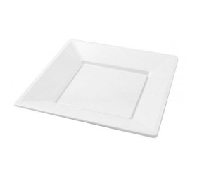 PLATO PLÁSTICO BLANCO 23X23cm. REUTILIZABLE. 