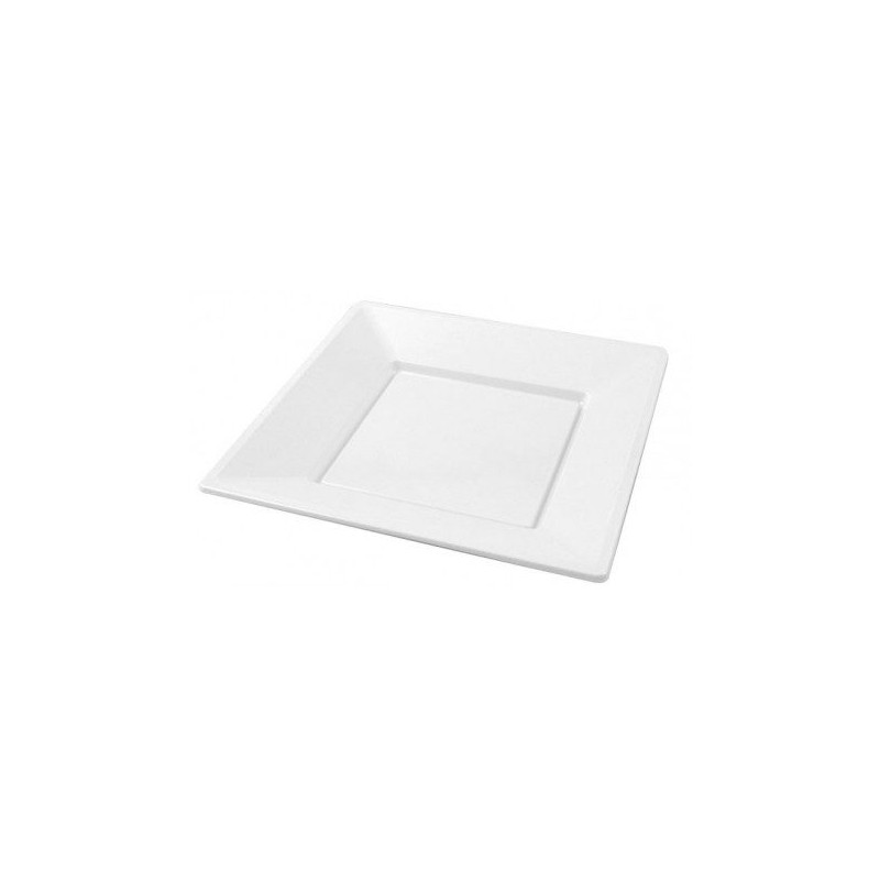 PLATO PLÁSTICO BLANCO 23X23cm. REUTILIZABLE. 