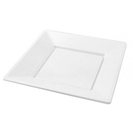 PLATO PLÁSTICO BLANCO 23X23cm. REUTILIZABLE. 