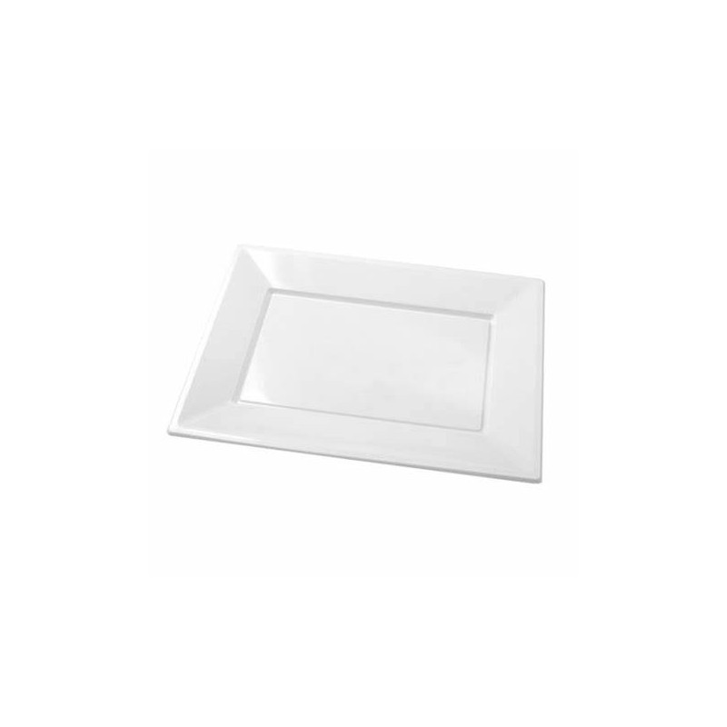 BANDEJA BLANCA PLÁSTICO 33x22.5cm. REUTILIZABLE. 