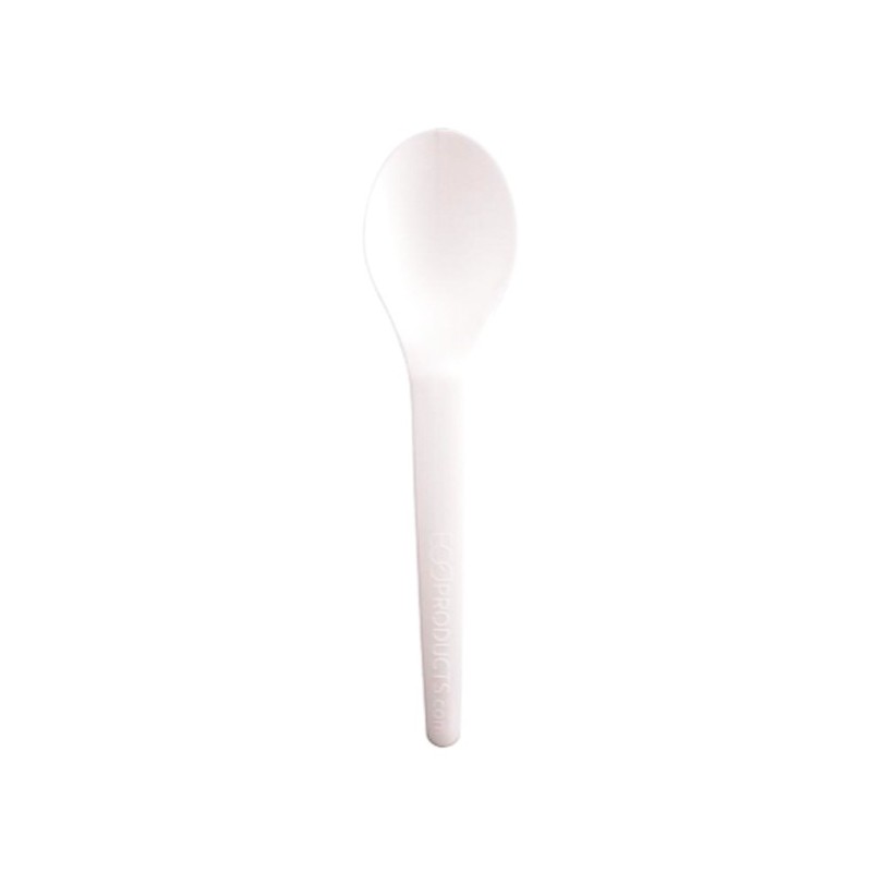 CUCHARA POSTRE COMPOSTABLE BLANCA. ALMIDON MAIZ. CPLA. 