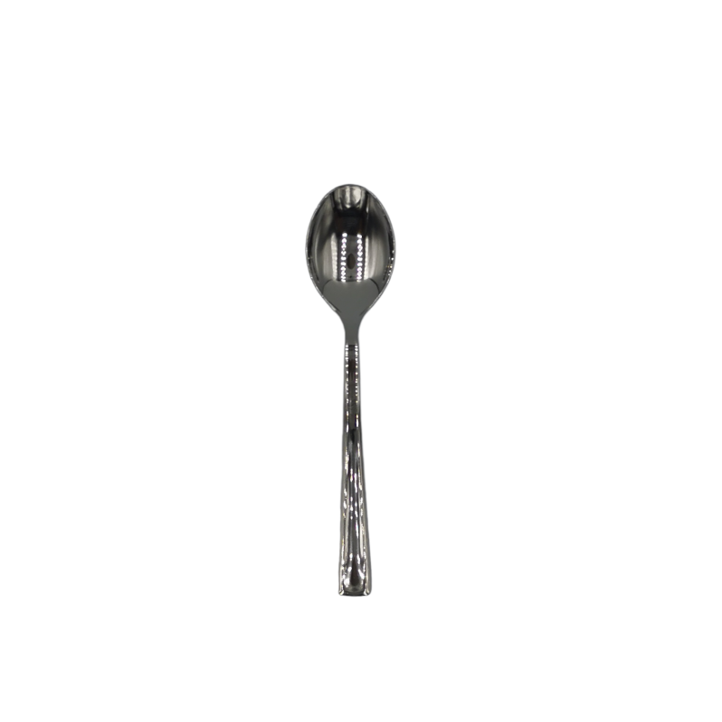CUCHARA DE POSTRE PLATA DE PLÁSTICO 13cm. 