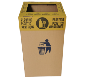 PAPELERA DE CARTÓN PARA RECICLAJE DE PLÁSTICOS