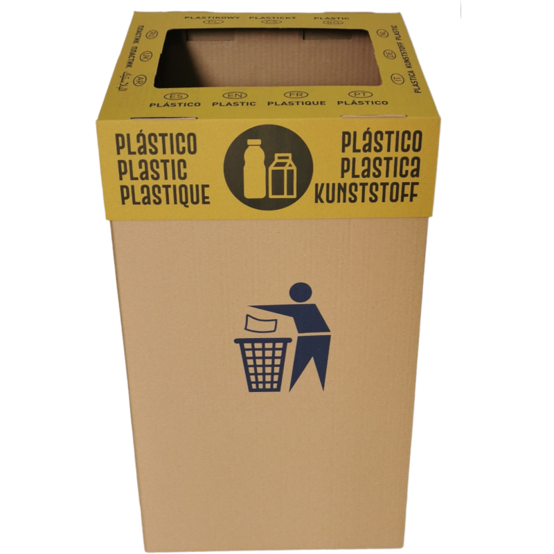 PAPELERA DE CARTÓN PARA RECICLAJE DE PLÁSTICOS