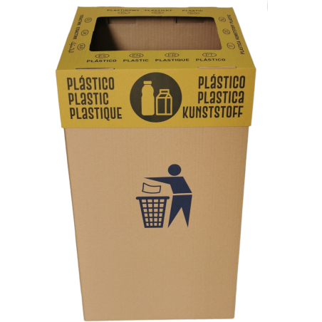 PAPELERA DE CARTÓN PARA RECICLAJE DE PLÁSTICOS