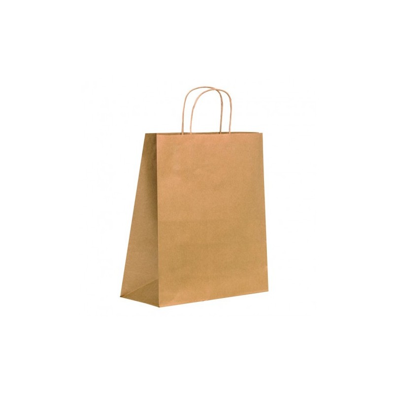 Bolsa de papel Kraft, Asa cordel, 26x32+14cm, Biodegradable, Compostable,  Reutilizable, Bolsa asa, personalizar, logo