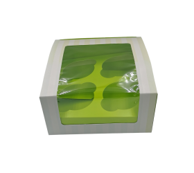Caja Cuptake con Ventana Rallas Verdes (25u)