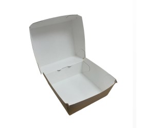 ENVASE HAMBURGUESA KRAFT INTERIOR BLANCO. 