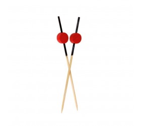 Pinchos bambú japones Rojo y Negro 120mm (100 uds)