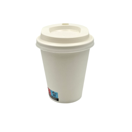 PACK VASO CARTÓN BLANCO 240ML + TAPA BLANCA 100 UDS