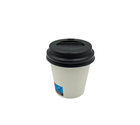 VASO CARTÓN BLANCO 120ML + TAPA NEGRA 100 UDS