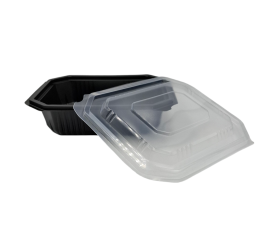 ENVASE PP NEGRO CON TAPA TRANSPARENTE 750ml - 50uds