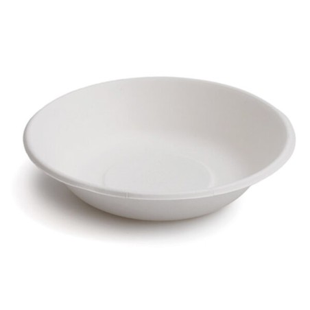 PLATO HONDO FIBRA CAÑA DE AZÚCAR 460ML. BIODEGRADABLE. 