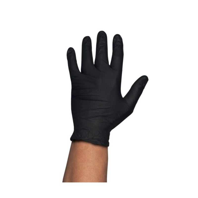 GUANTES NITRILO NEGRO. SIN POLVO. 5 grms. 100u. 