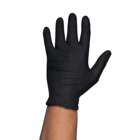 GUANTE NITRILO NEGRO. SIN POLVO. 5 grms. 100u. 