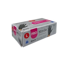 GUANTE NITRILO NEGRO. SIN POLVO. 5 grms. 100u. 
