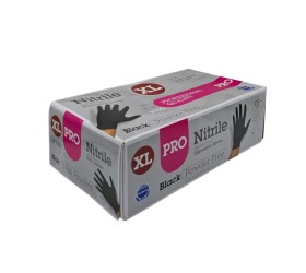 GUANTES NITRILO NEGRO. SIN POLVO. 5 grms. 100u. 