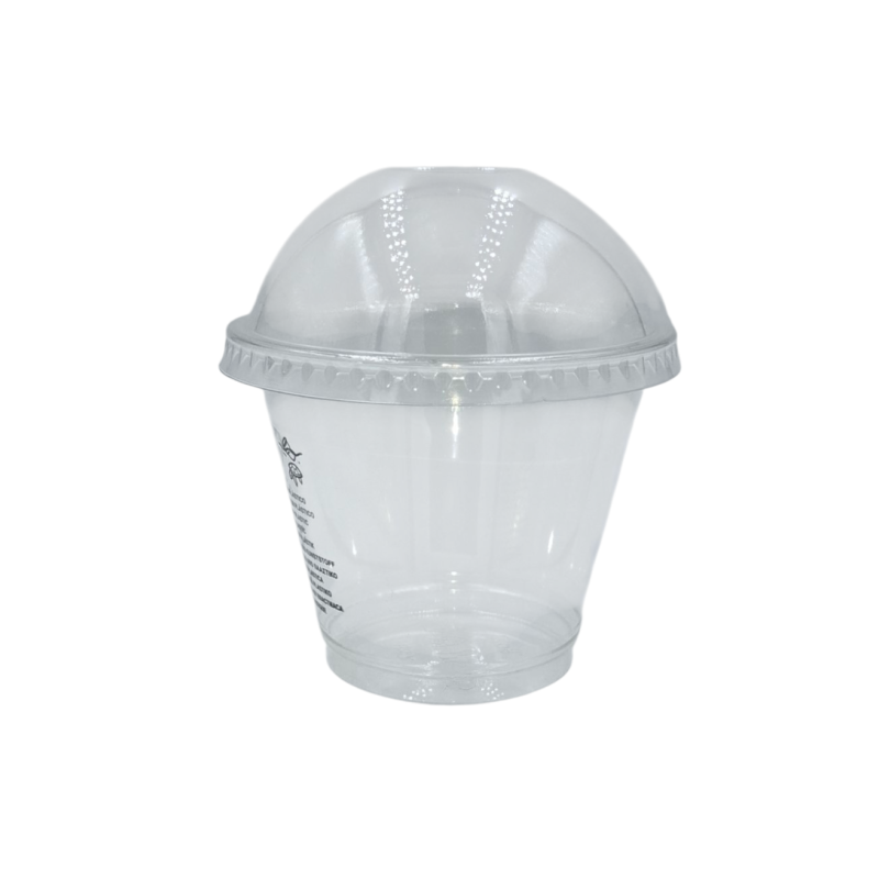 PACK VASO PET. 266ml. + TAPA CUPULA CON AGUJERO 92mm. 