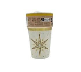 VASO CARTÓN. STAR NAVIDAD. BLANCO Y DORADO. 270cc. 