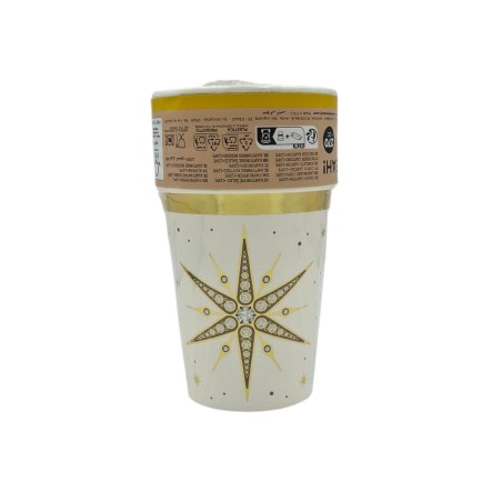 VASO CARTÓN. STAR NAVIDAD. BLANCO Y DORADO. 270cc. 