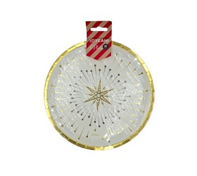 PLATO CARTÓN. STAR NAVIDAD. BLANCO Y DORADO. 23cm. 