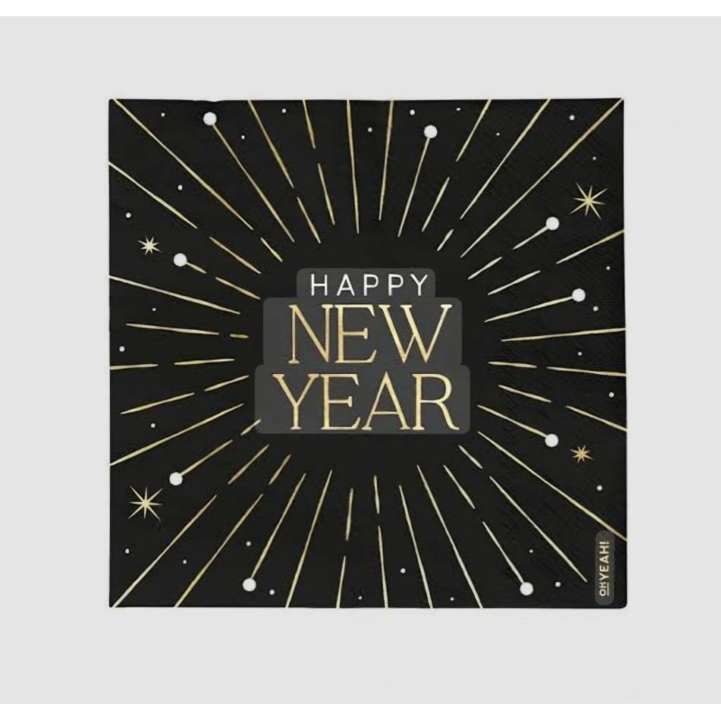 SERVILLETAS DOBLE CAPA HAPPY NEW YEAR. 33X33cm. 