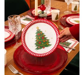 PLATO CARTÓN ABETO NAVIDAD. 23cm. 