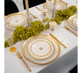 PLATO CARTÓN. STAR NAVIDAD. BLANCO Y DORADO. 23cm. 