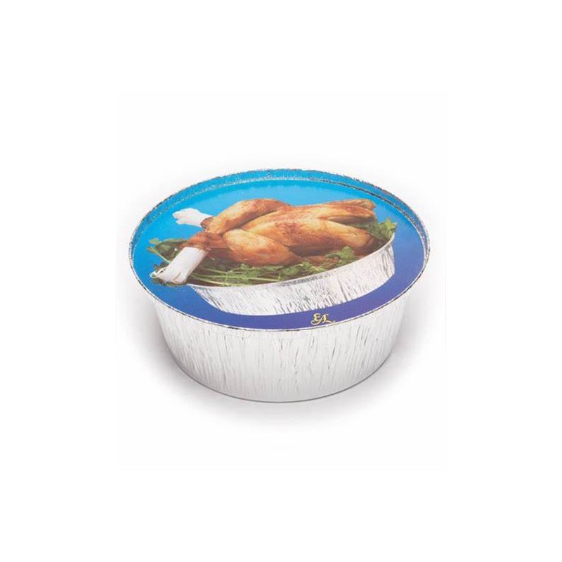 PACK ENVASE ALUMINIO REDONDO POLLO + TAPA CARTÓN 1.900cc. 