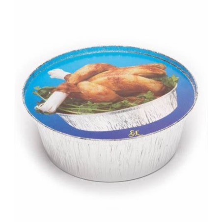 PACK ENVASE ALUMINIO REDONDO POLLO + TAPA CARTÓN 1.900cc. 