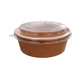 ENSALADERA CARTÓN KRAFT 500cc + TAPA PET. 