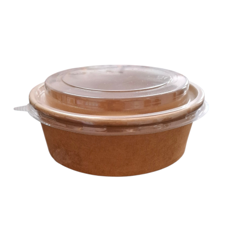ENSALADERA CARTÓN KRAFT 500cc + TAPA PET. 