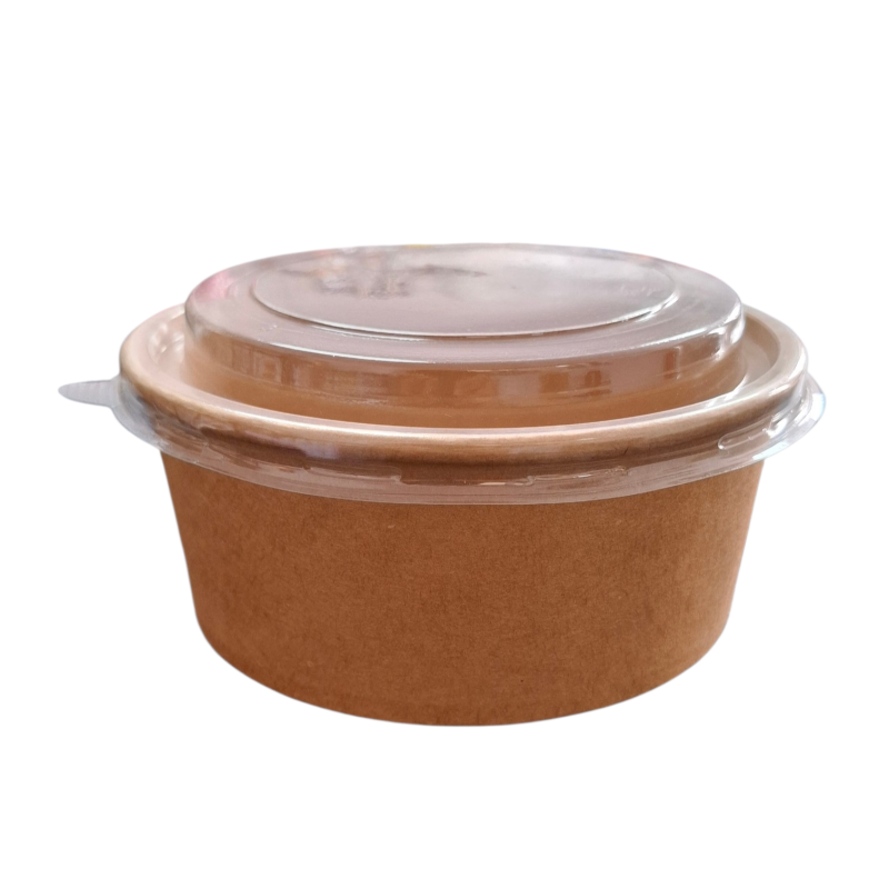 ENSALADERA CARTÓN KRAFT 700cc + TAPA PET. 