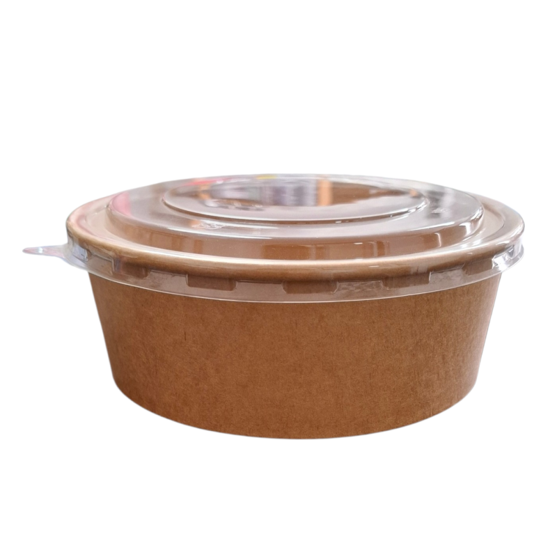 ENSALADERA CARTÓN KRAFT 1200cc + TAPA PET. 