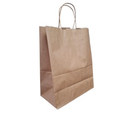 BOLSA KRAFT CON ASA CORDEL. 26x32 +14cm. 