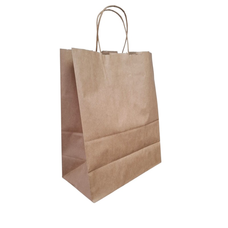 BOLSA KRAFT CON ASA CORDEL. 26x32 +14cm. 