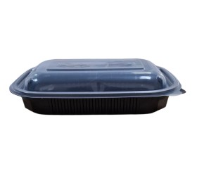 ENVASE OVALADO PP NEGRO CON TAPA TRANSPARENTE 750ml - 50uds