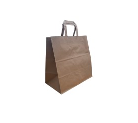 Bolsa de Papel Asa Plana Base Ancha 28x17x29 cm Kraft | Pack 250 Unidades