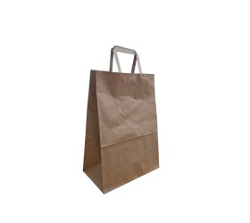 Bolsa de Papel Kraft con Asa Plana 20+11x28 cm | 250 Unidades