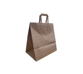 Bolsa de Papel Kraft con Asa Plana 32x33 cm | Caja 250 Unidades