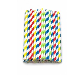 Pajitas de papel colores surtidos 6x200 mm - 100 unidades