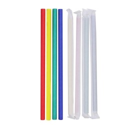 Pajita de papel enfundada. Colores surtidos. 8x200 mm -100unidades