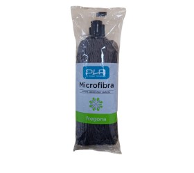 Fregona de Microfibra Negra con Hilo Trenzado. Soporte Negro. 30 cm