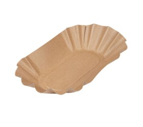Bandeja de cartón kraft antigrasa ovalada 17,5 x 10,5 x 3 cm – 250 unidades