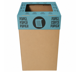 Papelera de cartón para reciclaje de papel 75 litros con tapa azul