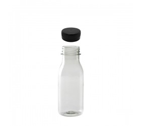 Botella Plástico 250ml. PET. Tapón negro preenroscado