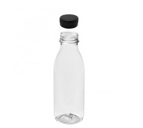 Botella Plástico 500ml. PET. Tapón negro preenroscado