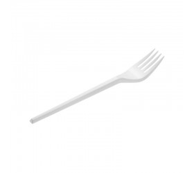 TENEDOR DE PLÁSTICO BLANCO 16,5cm. 